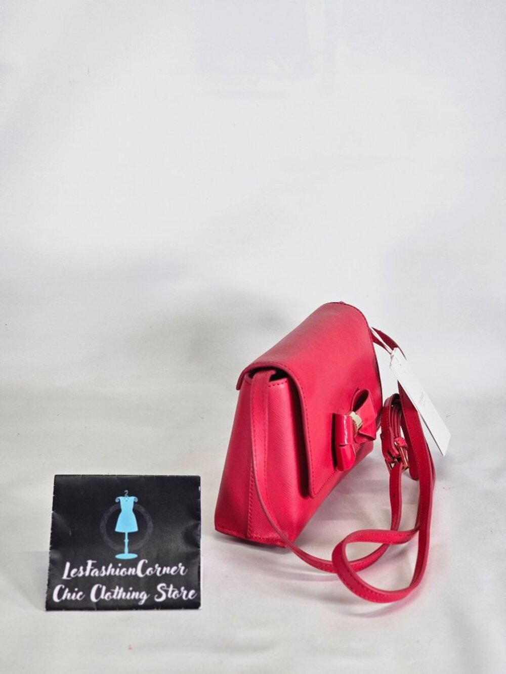 NWT Ted Baker Women's Fuchsia Leather Angiee Bow Detail Shoulder Bag Small 2173 - Picture 3 of 12